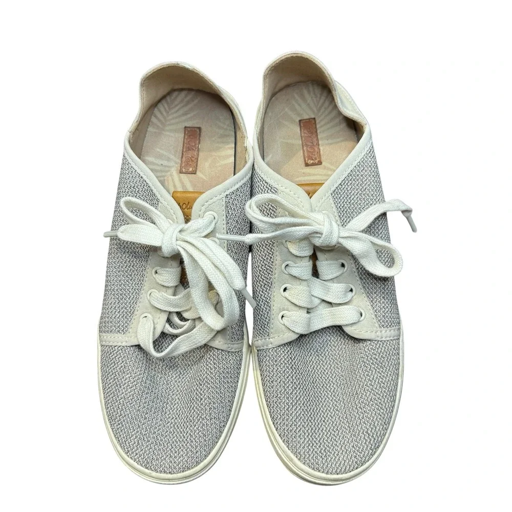 OluKai Pehuea Li Shoes Womens Size 8.5 Gray Mesh Lace Up Casual Walking Sneakers